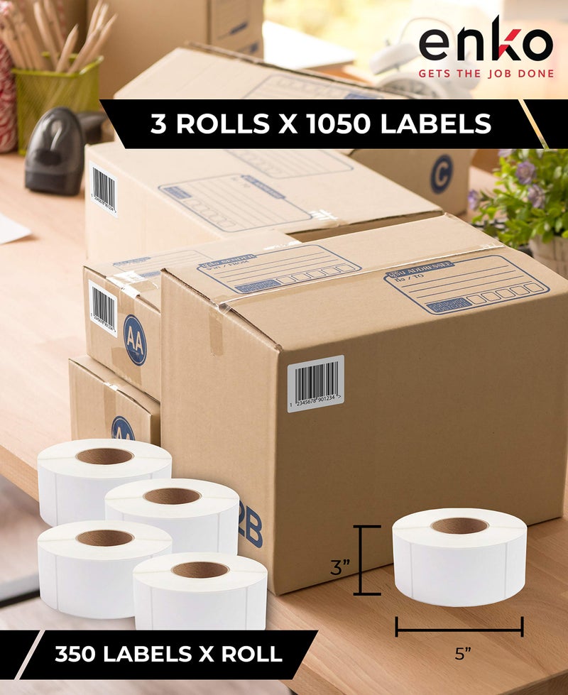 enKo Products enKo [3 Rolls, 1050 Labels] - 3 x 5 Direct Thermal Labels, FBA Stickers, FN SKU Labels Compatible for Zebra/Eltron - Image 2